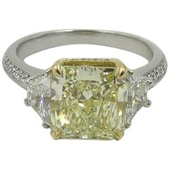 GIA Certified Fancy Yellow 3.05 Carat Diamond Platinum Ring