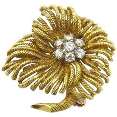 Van Cleef & Arpels Diamond Gold Flower Brooch