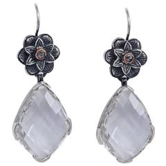 Talini Diamond Crystal 18 Karat Gold & Silver Chandelier Earrings 5