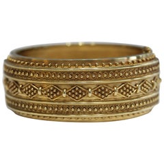 Englischer Armreif mit Scharnier aus Gelbgold, ca. 1890er Jahre