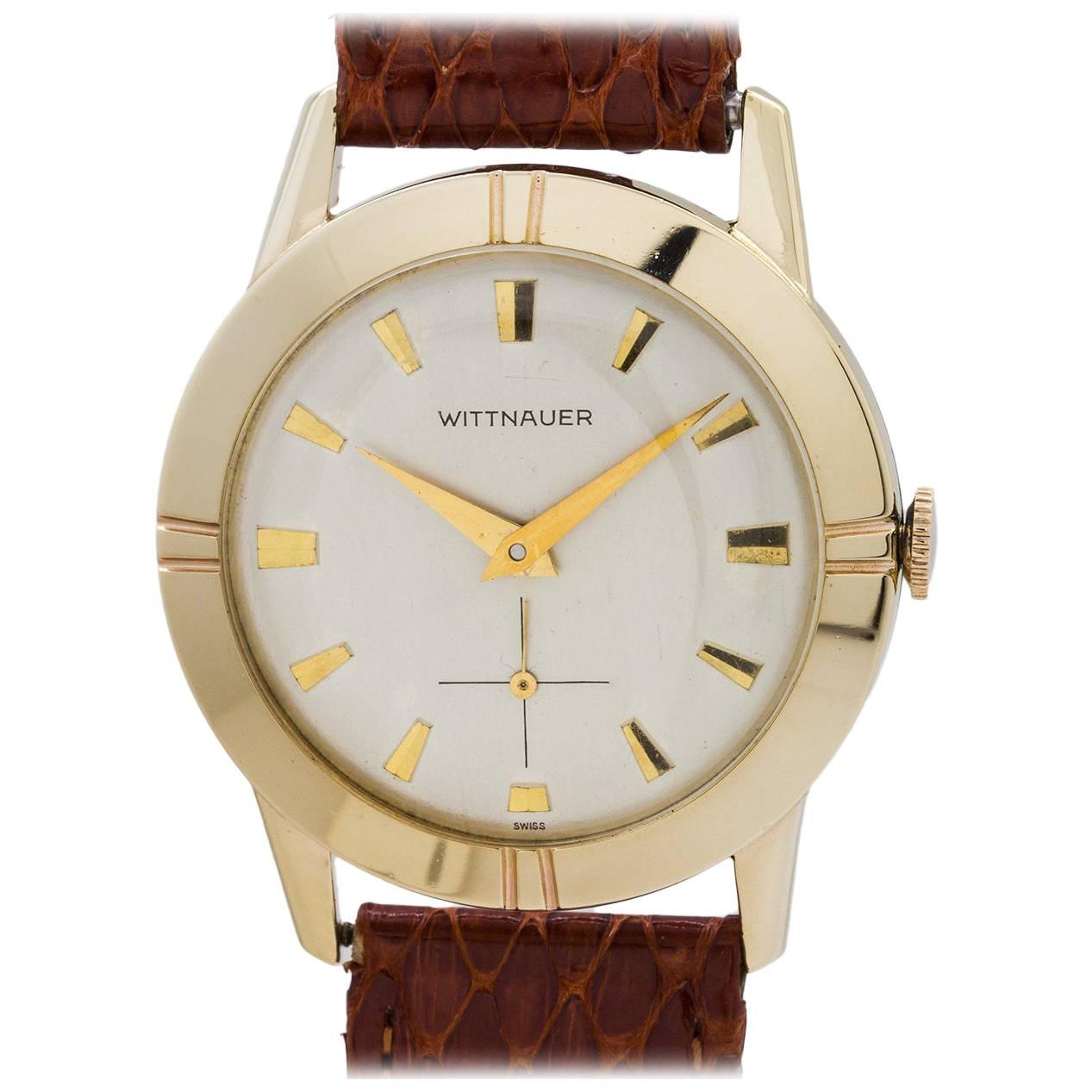 Wittnauer Yellow Gold Dress Model Manual Wind Wristwatch, circa 1950s