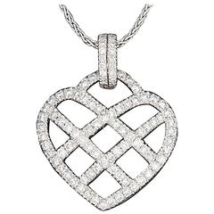 Designer Eli Frei 1.60 Carat Diamond Gold Heart Pendant Necklace