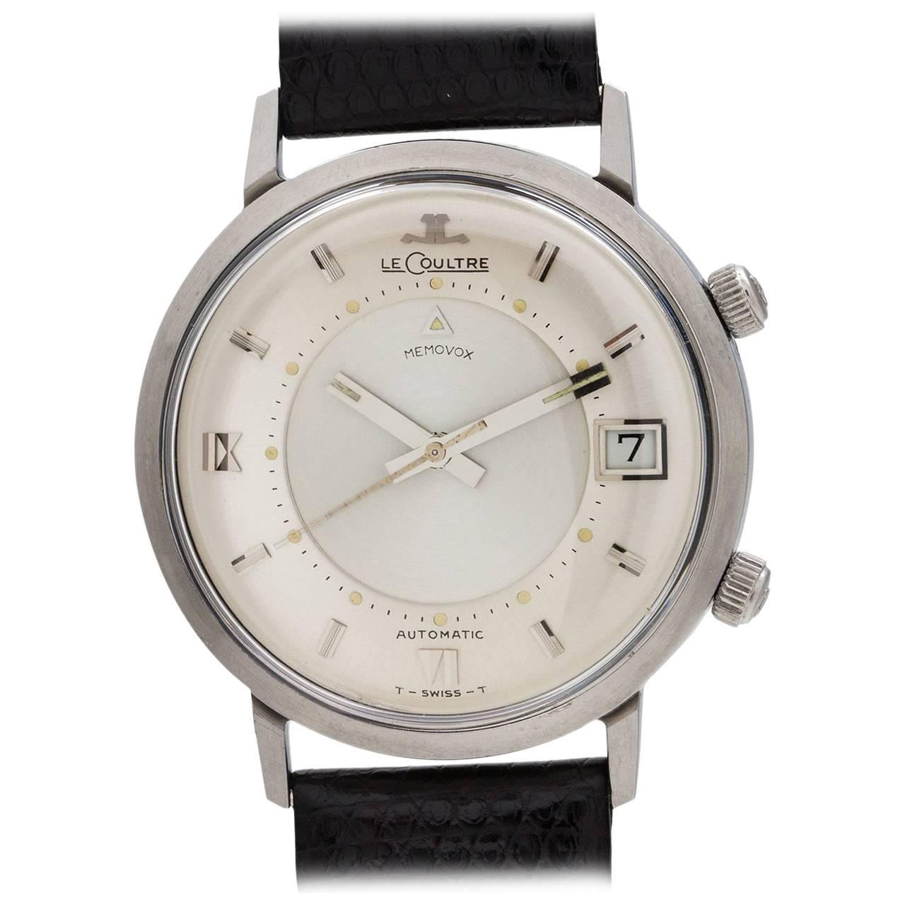 Lecoultre Stainless Steel Memovox Alarm Jumbo Automatic Wristwatch, circa 1964