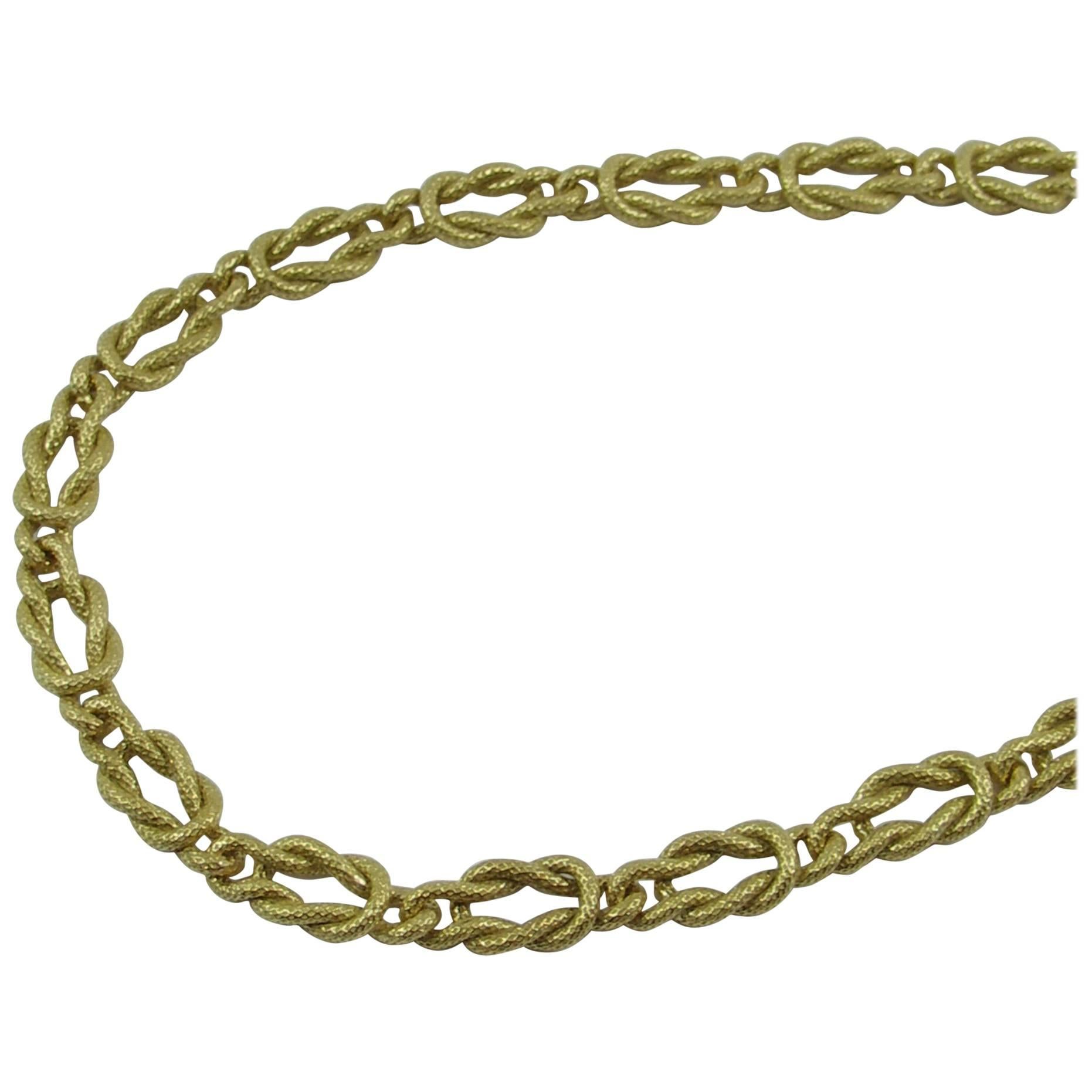 Interlocking Yellow Gold Knot Link Necklace