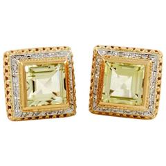 Citrine Diamond White and Rose Gold Italian Earrings 6