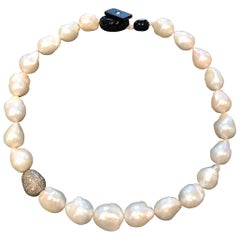 Cultured Pearls and 4.56 Carat Brown Diamonds Necklace Cultured Pearls and 4.56 Carat Brown Diamonds Necklace