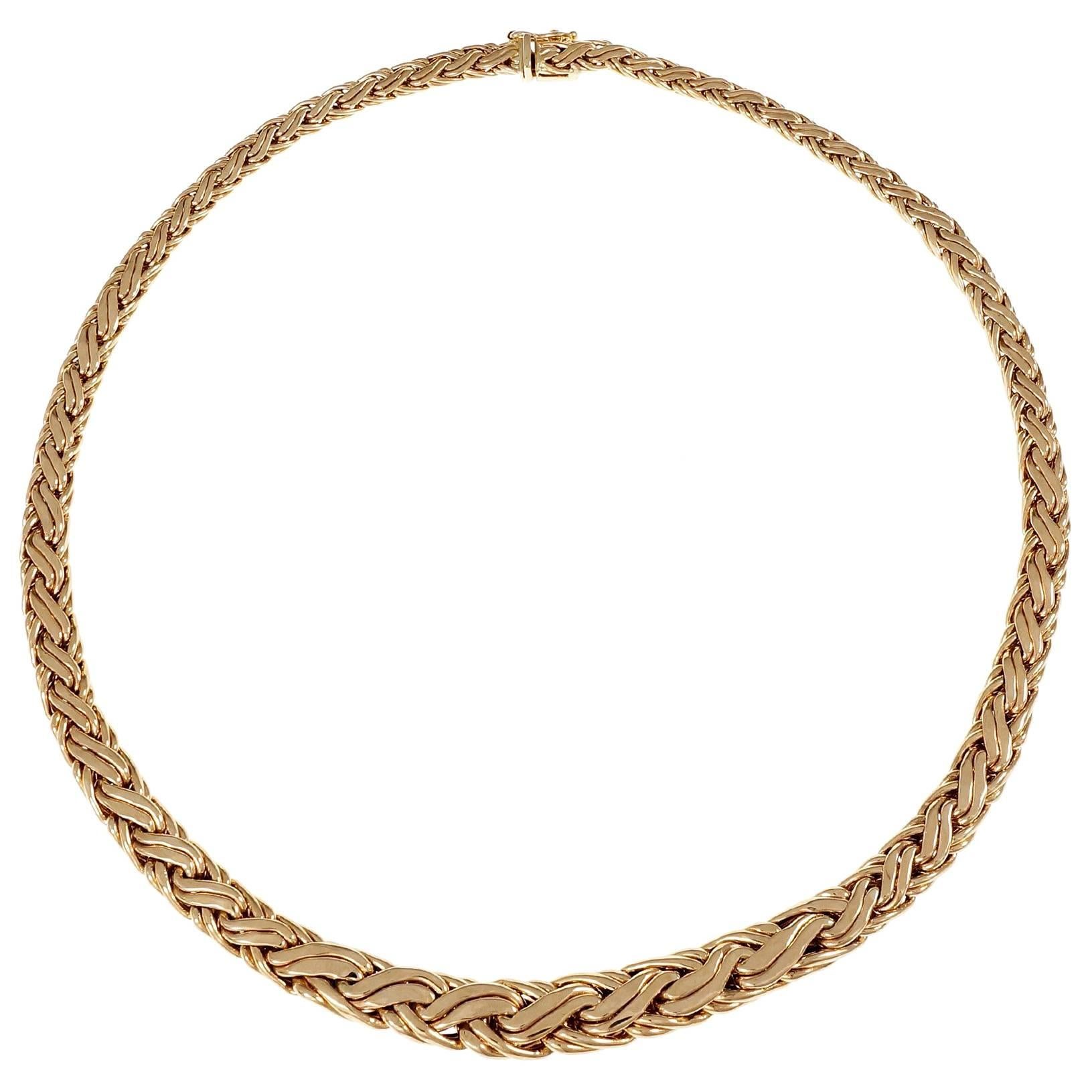 Tiffany & Co. Graduated Braided Byzantine Gold Necklace