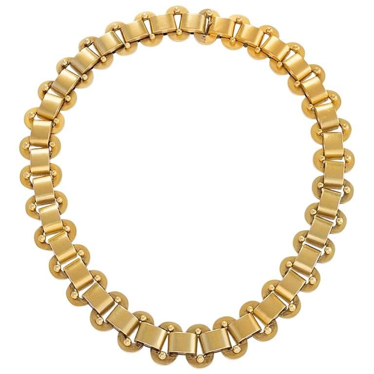 Antique English Etruscan Revival Gold Link Necklace