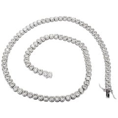 12,03 Karat Diamant-Tennis-Halskette aus Platin mit Lünettenfassung