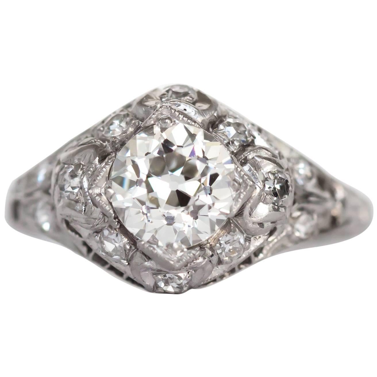 1910s Edwardian .85 Carat Diamond Platinum Engagement Ring