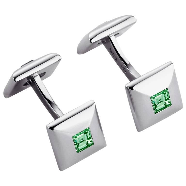 Tsavorite White Gold Cufflinks