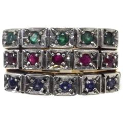 Luise Gold Silver Emerald Ring 9
