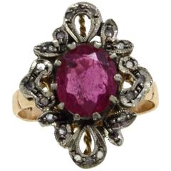 Luise Gold Silver Diamond Ruby Cocktail Ring