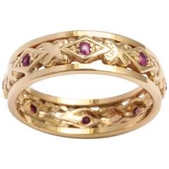 Ruby rose Gold Band ring, circa 1890 9