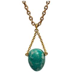 Amazonite Gold Egg Pendant, 20th Century 9