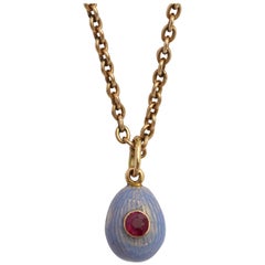 Russian Enamelled and Ruby Egg Pendant, circa 1900