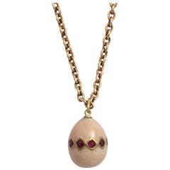 Russian Enameled and Ruby Egg Pendant, circa 1900 5