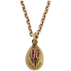 1900s Russian Gold and Ruby Egg Pendant 7