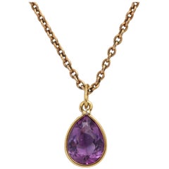 Faceted Amethyst 18k Gold Pendant, 20th century  