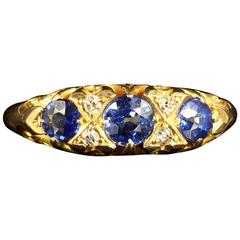 Antique Edwardian Sapphire Diamond Trilogy Ring Chester 1905