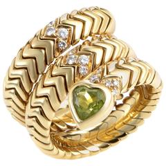 Bulgari Spiga Peridot Diamond Yellow Gold Ring 8