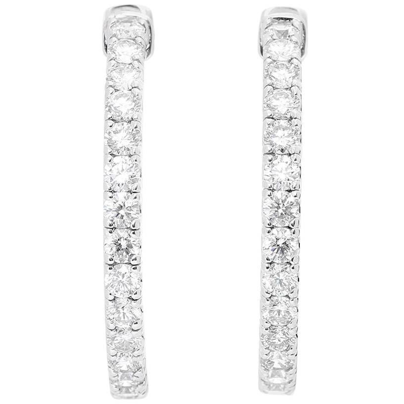 Diamond White Gold Inside-Out Hoop Earrings