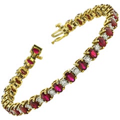 Ruby Diamond Gold Tennis Bracelet