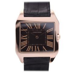 Cartier Rose Gold Santos Dumont Large Chocolate Dial Mechanical Wristwatch