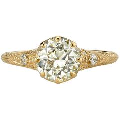 Old European Cut Diamond Yellow Gold Engagement Ring 9