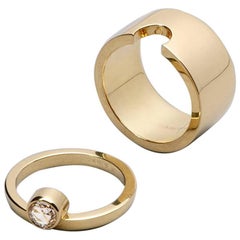 Jacqueline Rabun 18 Karat Yellow Gold WE Ring with Rose Cut Diamond
