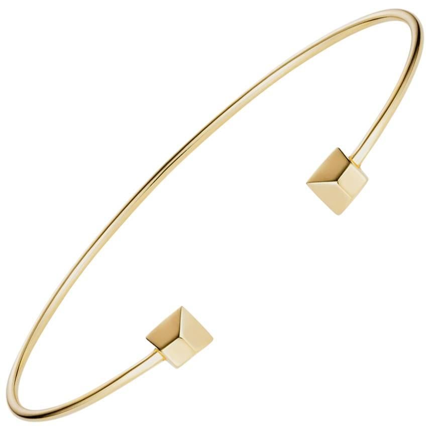 Geometric Gold Pyramid Cuff Bracelet For Sale