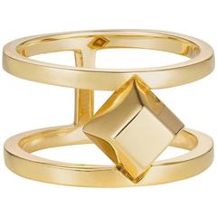 Large Gold Geometric Pyramid Cocktail Ring