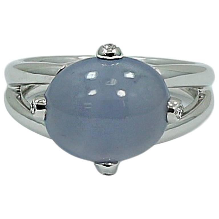 Chalcedony Diamond White Gold Ring For Sale
