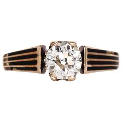 1890s Victorian GIA Certified .64 Carat Diamond Yellow Gold Engagement Ring 6