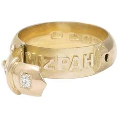 Antique Victorian Hinged 'Mizpah' Diamond Buckle Ring