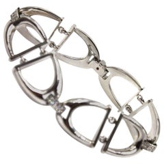 Roberto Coin Cheval Horsebit Diamond White Gold Link Bracelet