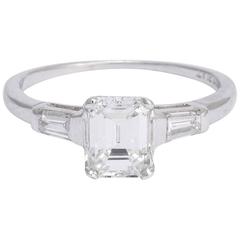 Vintage 1.14 Carat Emerald Cut Diamond Engagement Ring