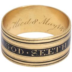 Antique Georgian Thou God Seeth Me Mourning Band