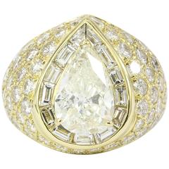 3.51 Carat GIA Certified Pear Shaped Diamond Gold Ring 8