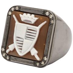 Amedeo Medieval Shield Motif Cameo Diamond Ring 11