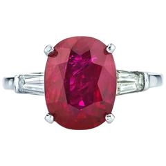 4.31 Carat GIA Certified Ruby Diamond Platinum Ring 9