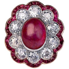 Edwardian Unheated Burma Ruby Diamond Gold Platinum Engagement Ring