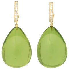 Bold Green Amber Drop Earrings