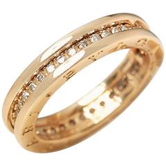 Bulgari 18 Karat Yellow Gold Round Brilliant Cut Diamond B.Zero 1 Ring