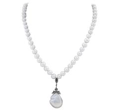 Luise Sapphire Diamond Silver Gold Pearl Necklace