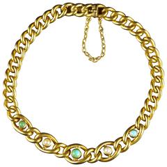 Antique Victorian Turquoise Pearl Bracelet 15 Carat Gold, circa 1900