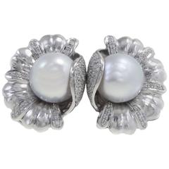 Luise Platinum Diamond Australian Pearl Earrings 9