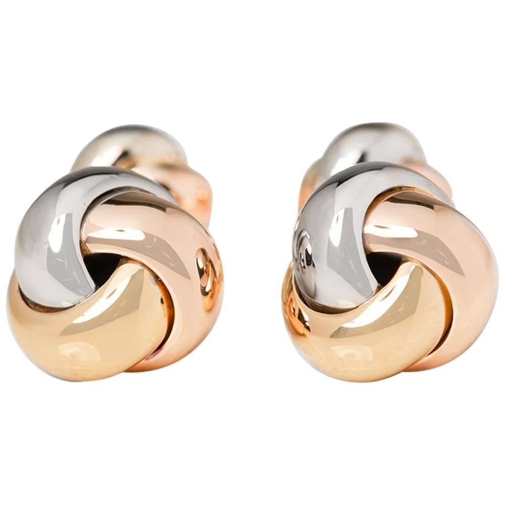 Cartier Yellow White Rose Gold Trinity Cufflinks