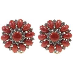Luise Coral Diamond Gold Earrings