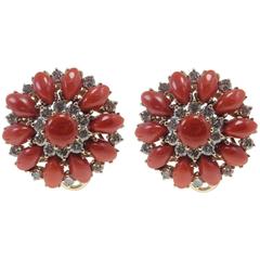 Luise Coral Diamond Gold Earrings 4